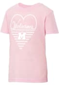 Michigan Wolverines Girls Colosseum Knobby Heart T-Shirt - Pink