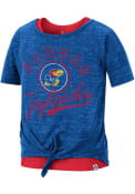 Kansas Jayhawks Girls Colosseum Stroll 2 Layer Fashion T-Shirt - Blue