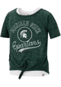 Michigan State Spartans Girls Colosseum Stroll 2 Layer Fashion T-Shirt - Green