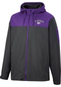 Colosseum Mens Charcoal K-State Wildcats Staff Hooded Windbreaker Light Weight Jacket