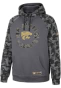 Colosseum Mens Charcoal K-State Wildcats GI Joe Camo Pullover Hooded Sweatshirt