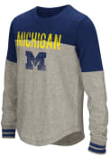 Colosseum Michigan Wolverines Girls Navy Blue Baton Long Sleeve T-shirt