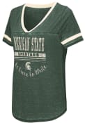 Colosseum Michigan State Spartans Womens Green Gunther V-Neck