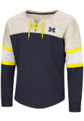 Michigan Wolverines Girls Colosseum Ice Box Crew Sweatshirt - Navy Blue