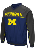 Michigan Wolverines Colosseum Coach Klein Pullover Jackets - Navy Blue