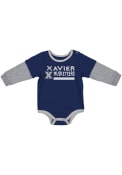 Xavier Musketeers Baby Colosseum Button Lift One Piece - Navy Blue