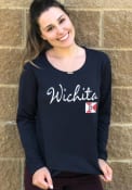 Wichita Womens Navy Script Long Sleeve T Shirt