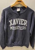 Xavier Musketeers Womens Comfort Wash Crew Sweatshirt - Navy Blue