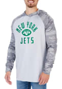 New York Jets Zubaz Lightweight Camo Hooded Sweatshirt - Grey