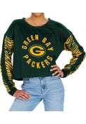 Green Bay Packers Womens Zubaz Zebra Crop Crew Sweatshirt - Green