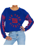 New York Giants Womens Zubaz Zebra Crop Crew Sweatshirt - Blue