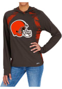 Cleveland Browns Womens Zubaz Camo Elevated Hooded Sweatshirt - Brown