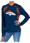 Denver Broncos Womens Zubaz Camo Elevated Hooded Sweatshirt - Navy Blue