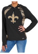 New Orleans Saints Womens Zubaz Camo Elevated Hooded Sweatshirt - Black