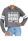 Cleveland Browns Womens Zubaz Crop Hooded Sweatshirt - Grey