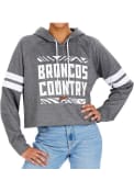 Denver Broncos Womens Zubaz Crop Hooded Sweatshirt - Grey