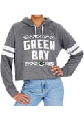 Green Bay Packers Womens Zubaz Crop Hooded Sweatshirt - Grey