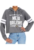 New Orleans Saints Womens Zubaz Crop Hooded Sweatshirt - Grey
