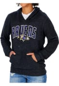 Baltimore Ravens Womens Zubaz Marled Soft Hooded Sweatshirt - Black