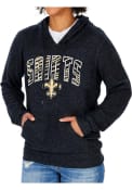New Orleans Saints Womens Zubaz Marled Soft Hooded Sweatshirt - Black