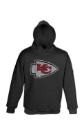 Kansas City Chiefs Kids Black Distressed Logo Hooded Sweatshirt