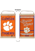 KH Sports Fan Clemson Tigers Faux Rusted Reversible Banner Sign