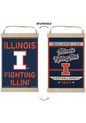 KH Sports Fan Illinois Fighting Illini Faux Rusted Reversible Banner Sign