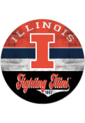 KH Sports Fan Illinois Fighting Illini 20x20 Retro Multi Color Circle Sign
