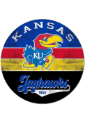 KH Sports Fan Kansas Jayhawks 20x20 Retro Multi Color Circle Sign