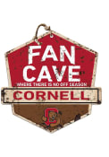 KH Sports Fan Cornell Big Red Fan Cave Rustic Badge Sign
