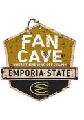KH Sports Fan Emporia State Hornets Fan Cave Rustic Badge Sign