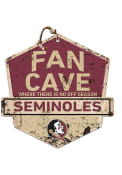 KH Sports Fan Florida State Seminoles Fan Cave Rustic Badge Sign