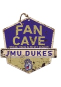 KH Sports Fan James Madison Dukes Fan Cave Rustic Badge Sign