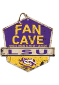 KH Sports Fan LSU Tigers Fan Cave Rustic Badge Sign