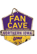 KH Sports Fan Northern Iowa Panthers Fan Cave Rustic Badge Sign