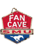 KH Sports Fan SMU Mustangs Fan Cave Rustic Badge Sign