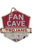 KH Sports Fan Troy Trojans Fan Cave Rustic Badge Sign