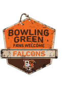 KH Sports Fan Bowling Green Falcons Fans Welcome Rustic Badge Sign