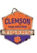 KH Sports Fan Clemson Tigers Fans Welcome Rustic Badge Sign