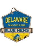 KH Sports Fan Delaware Fightin' Blue Hens Fans Welcome Rustic Badge Sign