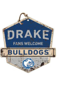KH Sports Fan Drake Bulldogs Fans Welcome Rustic Badge Sign