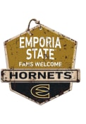 KH Sports Fan Emporia State Hornets Fans Welcome Rustic Badge Sign