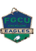 KH Sports Fan Florida Gulf Coast Eagles Fans Welcome Rustic Badge Sign