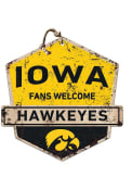 KH Sports Fan Iowa Hawkeyes Fans Welcome Rustic Badge Sign