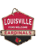 KH Sports Fan Louisville Cardinals Fans Welcome Rustic Badge Sign