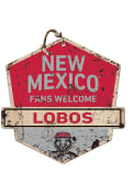 KH Sports Fan New Mexico Lobos Fans Welcome Rustic Badge Sign