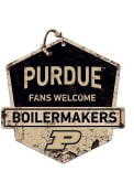 KH Sports Fan Purdue Boilermakers Fans Welcome Rustic Badge Sign