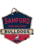 KH Sports Fan Samford University Bulldogs Fans Welcome Rustic Badge Sign