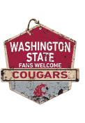 KH Sports Fan Washington State Cougars Fans Welcome Rustic Badge Sign