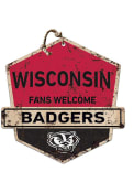 KH Sports Fan Wisconsin Badgers Fans Welcome Rustic Badge Sign